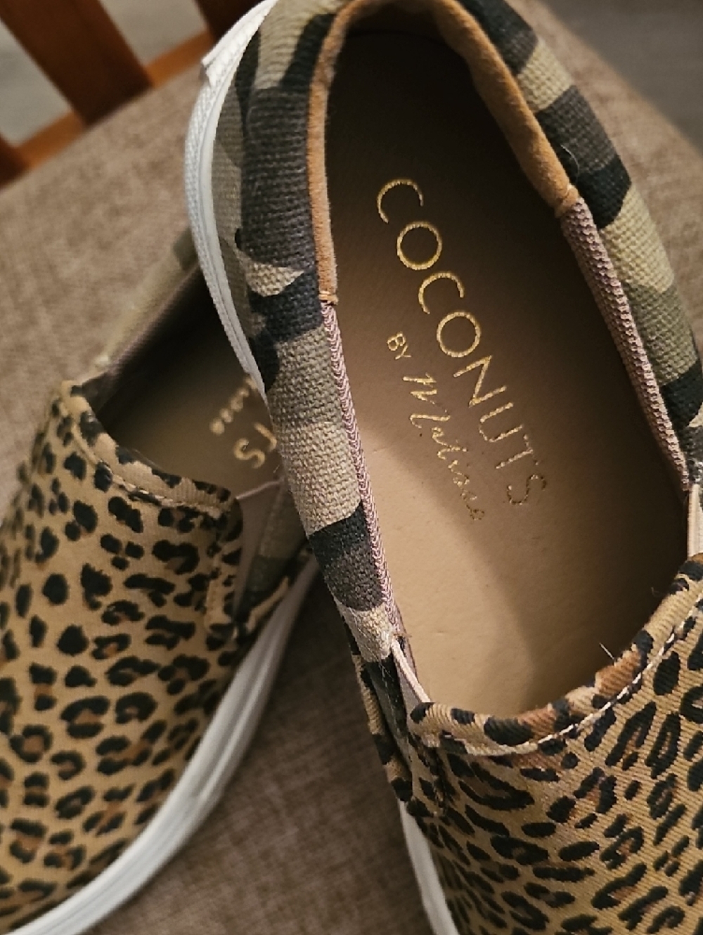 Coconuts by Matisse WomensLeopard Print Slip-On Sneakers in Tan and Black - Picture 2 of 3